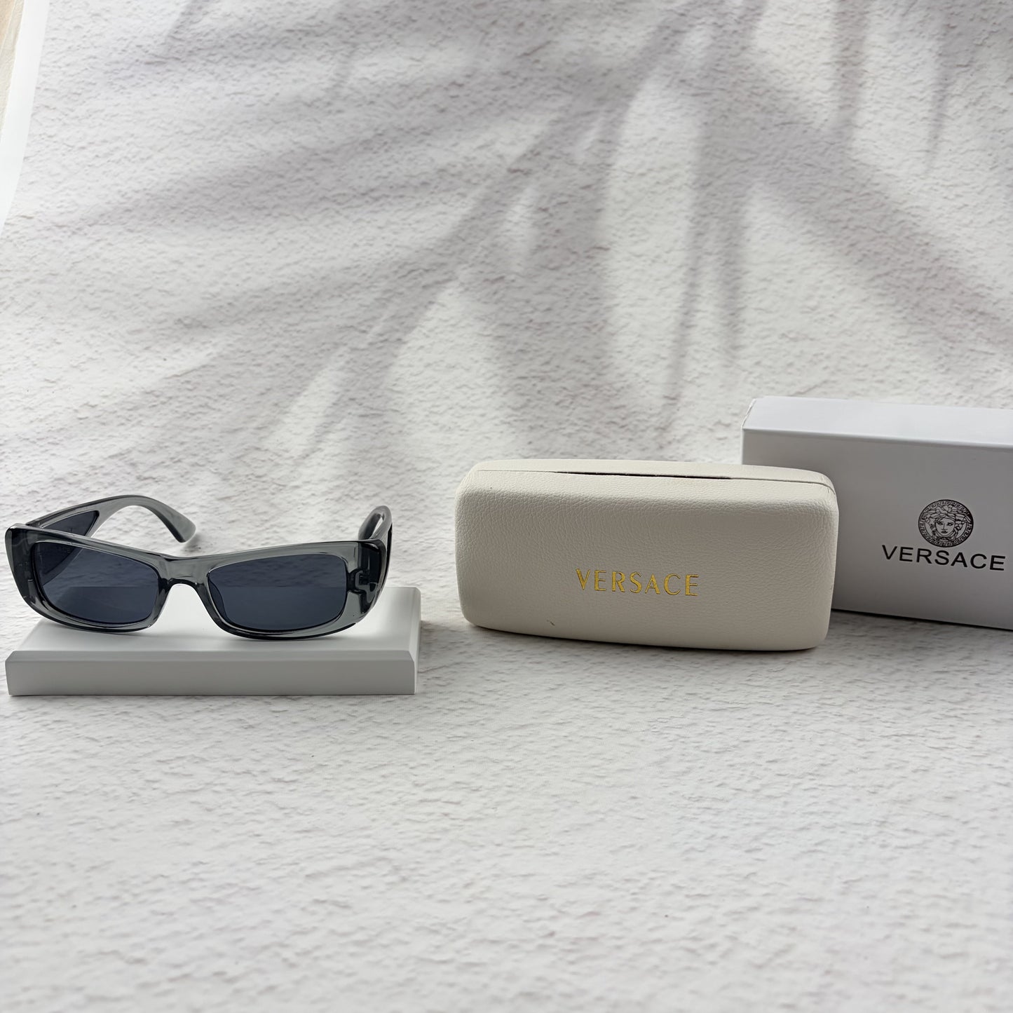 Modern Rectangular Frames | Translucent Gray Sunglasses UV Protection