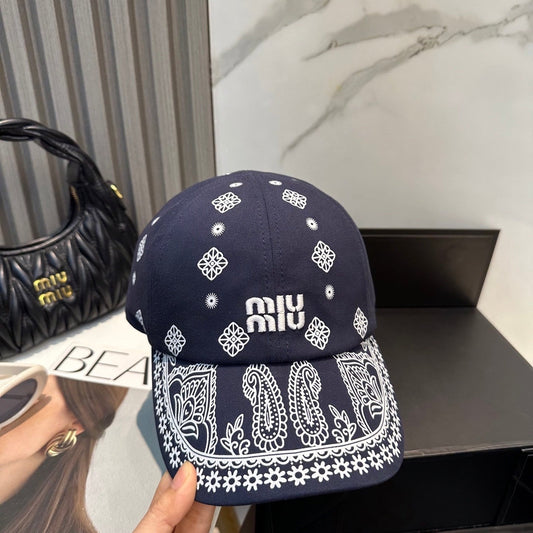 Embroidered Paisley Cotton Baseball Cap - Adjustable Streetwear Hat