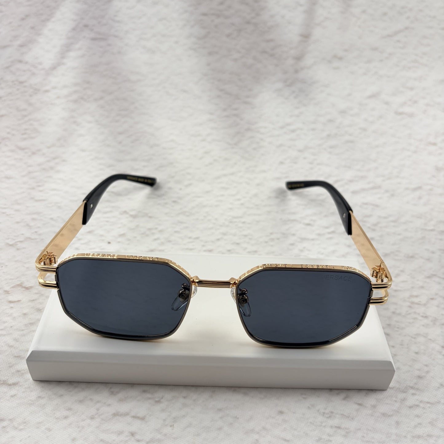 Gold Tone Geometric Sunglasses, UV Protection Men's Eyewear